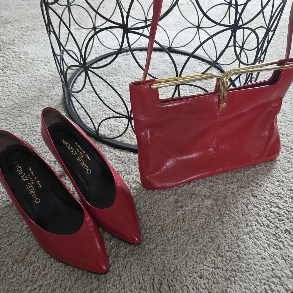 Charles Jourdan Red Pumps and Handbag